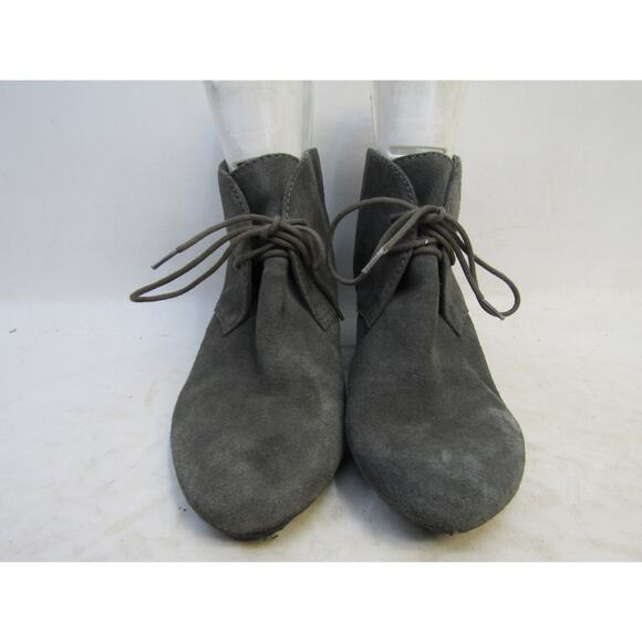 NINE WEST Womens Size 9 M Gray Leather Lace Up Wedge Ankle Fashion Boots Booties - Picture 5 of 11